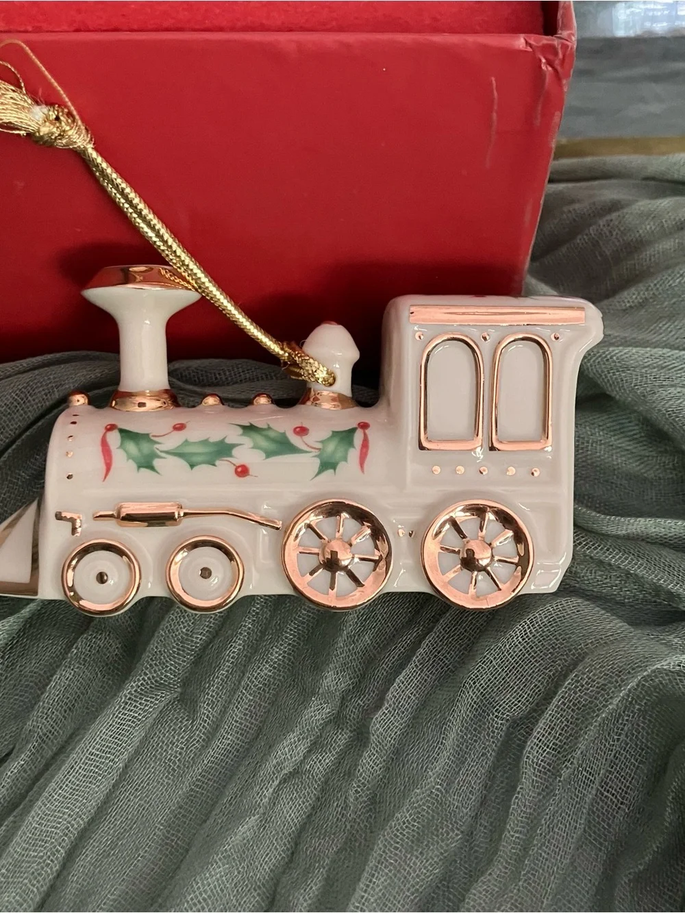 Lenox Porcelain Train 2000 Ornament with Gold Accents